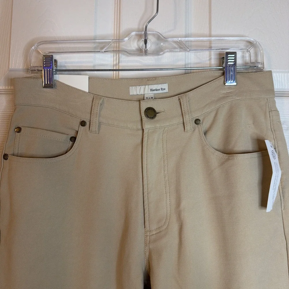 NWT Hawker Rye Jeans Mens 31 x 30 Tan Slim Fit Stretch Straight Twill Chino